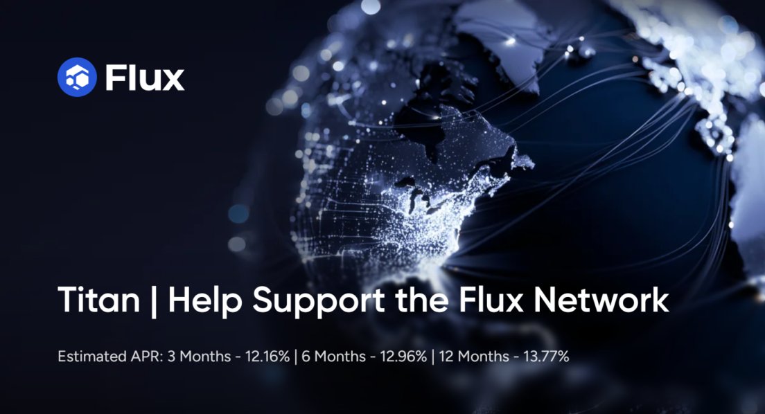 CGhostie's tweet image. Open spots available on Flux **__"Titan"__**

Don't let your smaller bag sit idle, put your Flux to work:
- 50 FLUX minimum
- 40k max per Flux ID (10k per addition)
titan.runonflux.io