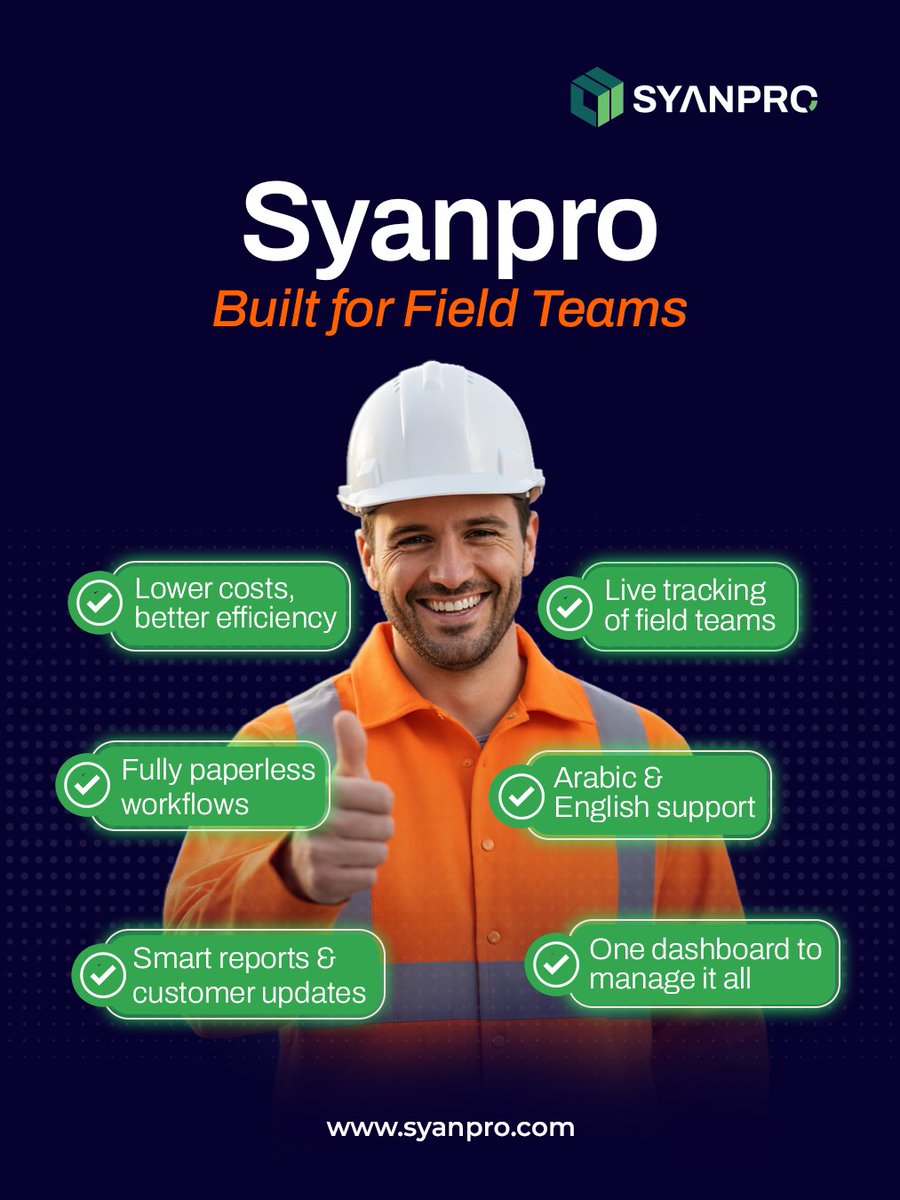 syanprosoftware's tweet photo. Syanpro is an all-in-one Field Service Management platform designed for service businesses in Saudi Arabia and the Gulf.

Start your free trial today at https://t.co/l1rQqDl5nn

#syanpro #fieldservicemanagement #FSMsoftware #saudibusiness #servicetools https://t.co/UqYtsXev12