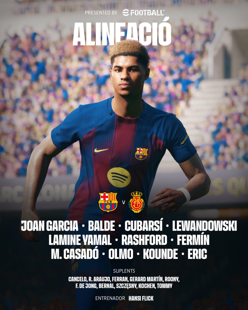 𝐋𝐈𝐍𝐄 𝐔𝐏 ️🔵🔴
#BarçaMallorca