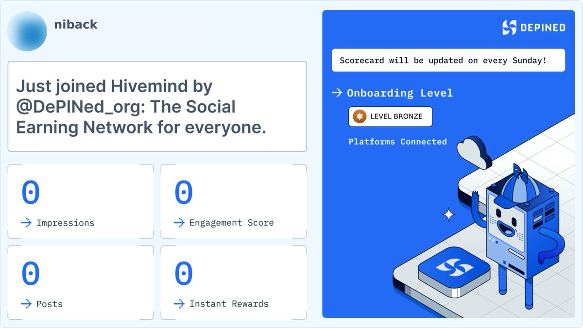 BackifiMo's tweet image. Hey! 👋 I just joined Hivemind by DePINed — a platform where you can earn rewards for your social engagement.

Start earning today 🚀
👉 hivemind.depined.org

#DePINed #Hivemind #WebAuthorized #OnlineAdvertising #InternetToday