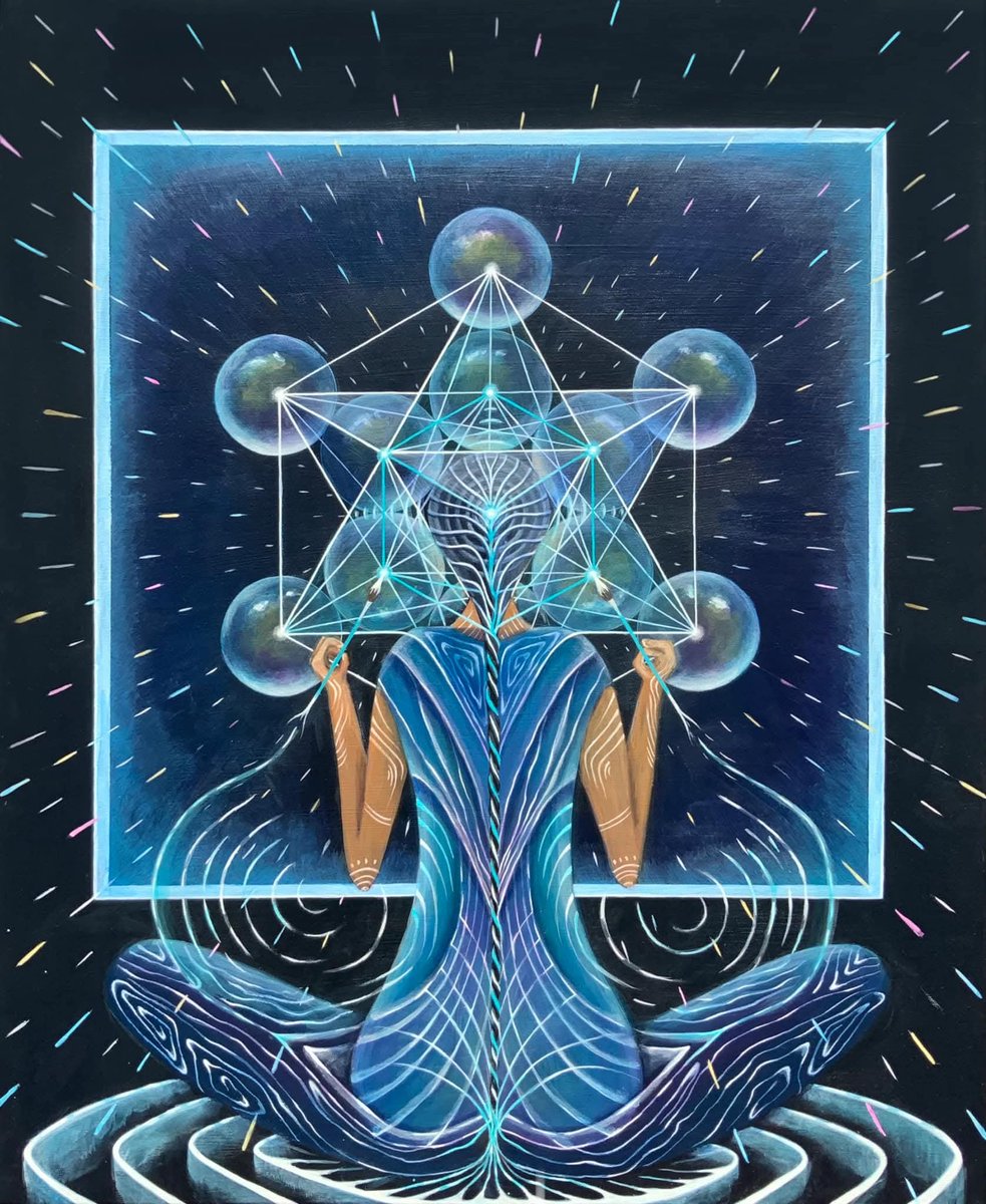 sanjabh's tweet photo. “The vibration of Spirit is at such an infinite rate of intensity and rapidity that it is practically at rest — just as a rapidly moving wheel seems to be motionless.”   

— The Kybalion

[ Art • “Be Here Now” by Tamar Atik ] https://t.co/Ue9tMyefW1