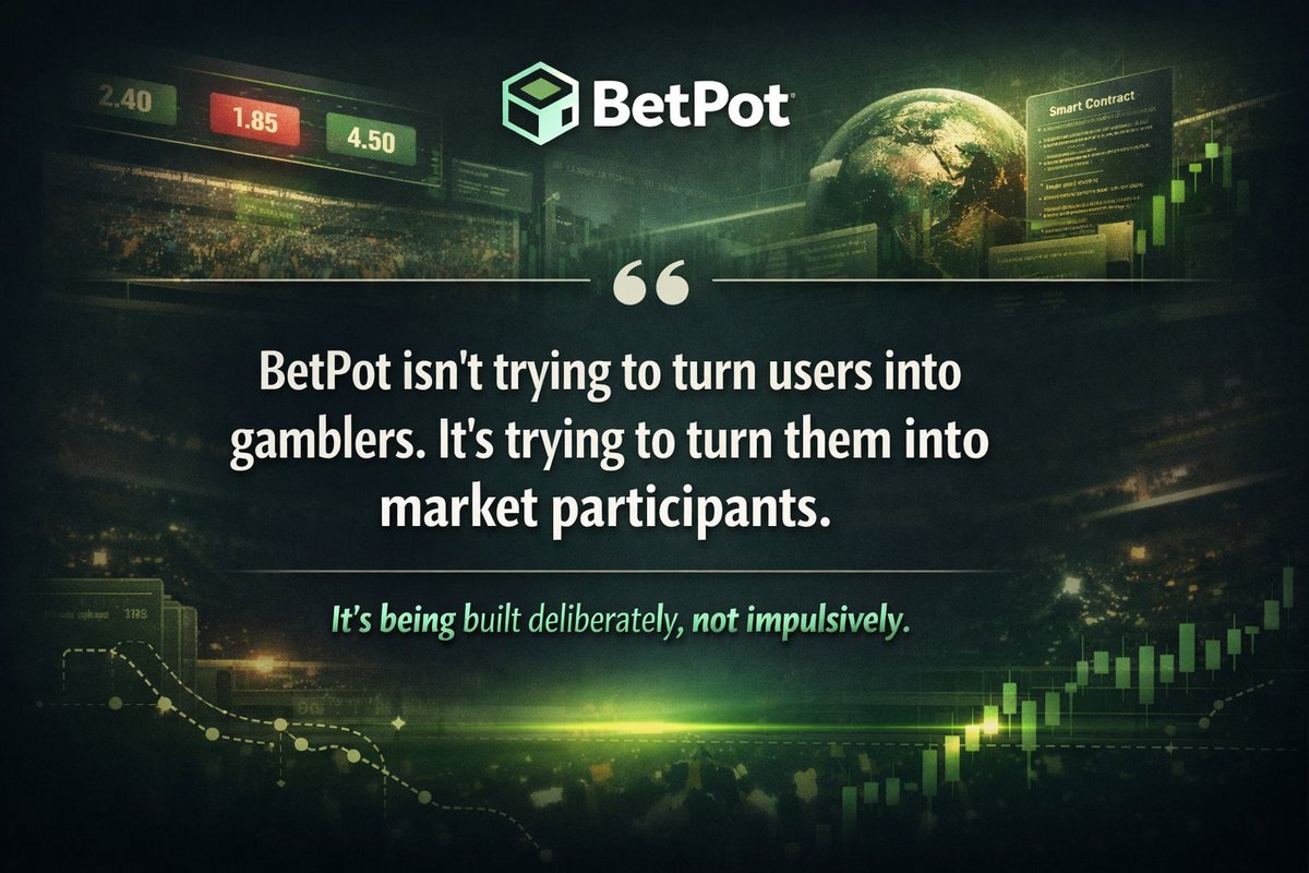 Jeidel04's tweet photo. Reading the BetPot Roadmap After Actually Using the Product

I read the BetPot roadmap after spending time on the platform as a first-time user, and what stood out wasn’t ambition,  it was restraint.

The early phases (Q1–Q2 2026) focus on fundamentals: testnet refinement, event flow validation, onboarding walkthroughs, dashboard improvements, and performance optimization. There’s no rush to tokens or hype-driven features. That signals a clear priority: correctness and clarity before scale.

This aligns with my experience using BetPot. When placing a prediction, I slowed down, not due to confusion, but to ensure I understood how the pool mechanics worked and what my decision implied. Seeing onboarding, transparency pages, oracle integration, and results verification emphasized in the roadmap made that pause feel intentional, not accidental.

In a P2P, pari-mutuel system, trust isn’t built through promises. It’s built through verification. The roadmap reflects that understanding.

What also stood out was sequencing. Token utility, staking, and governance appear only after audits, mainnet readiness, and transparent data history. Governance isn’t treated as a marketing checkbox, but as responsibility introduced once users have context and real usage data.

Risk doesn’t disappear in prediction markets but opacity doesn’t need to exist.
By the later phases, with APIs, analytics, and community parameter management, the direction becomes clearer. BetPot isn’t optimizing for impulsive behavior. It’s building toward a system where users act as market participants.
Reading this roadmap didn’t make me think “this will be massive.”

It made me think “this is being built deliberately.”
If execution matches intent, BetPot isn’t just another betting platform, it’s an attempt to make on-chain sports prediction understandable, verifiable, and user-driven.

In a space where trust is often assumed, that’s a meaningful design choice.
@BetPotdotfun @Mastrom0