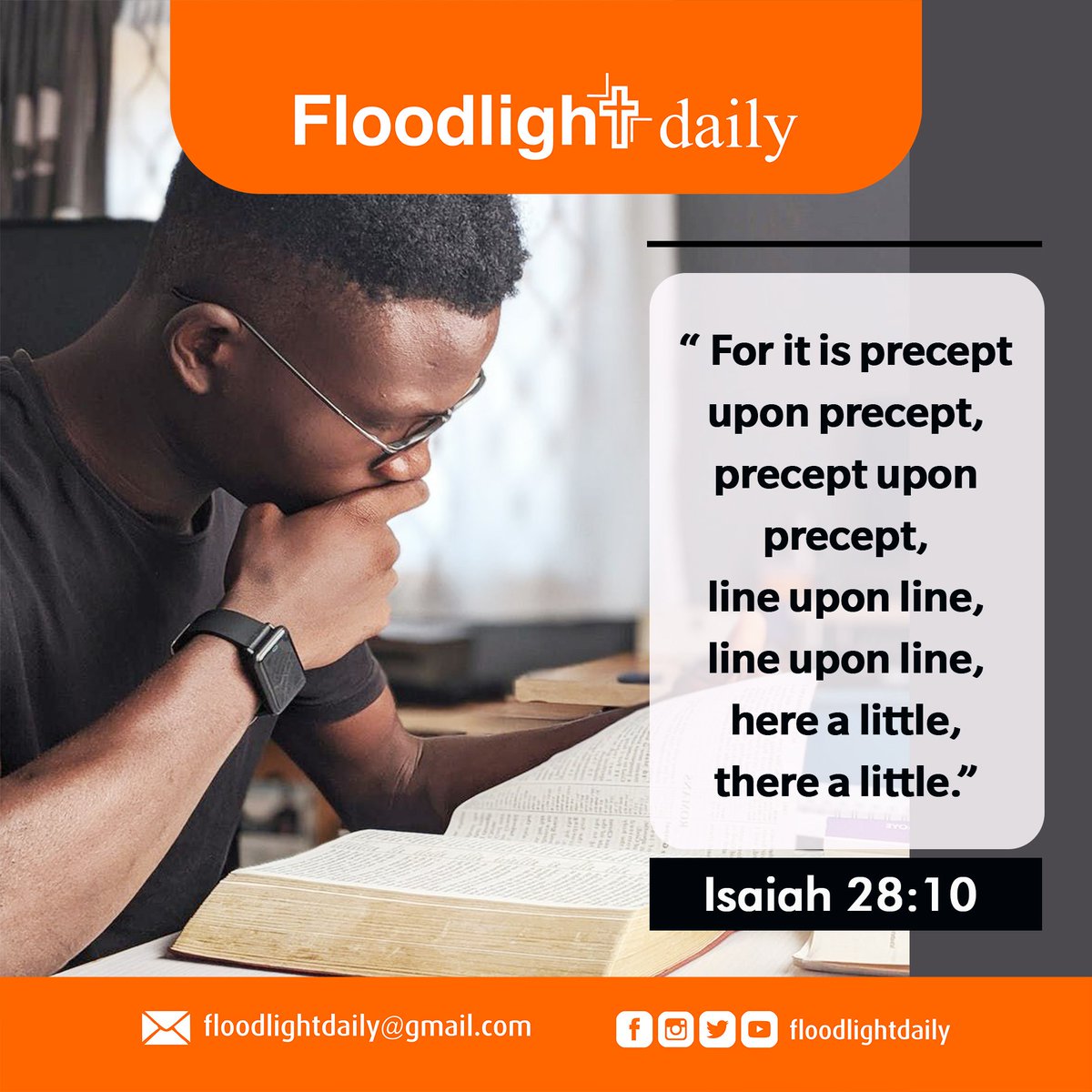 DailyFloodlight's tweet photo. This verse was said in mockery by the leaders of Isaiah's time.  However it shows us the simplicity of God's Word and how it sometimes appears stupid when contrasted with worldly wisdom . God's teachings though simple, revive the soul
@Marmah_Ish
@AfroBloggers https://t.co/ZuESAbt3Fx