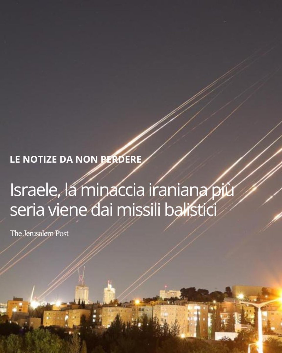 Dopo aver colpito il nucleare iraniano, Israele e USA non devono perdere il vero pericolo: i missili balistici di Teheran. È questa oggi la minaccia esistenziale shorturl.at/jx69h

#Iran #Israele