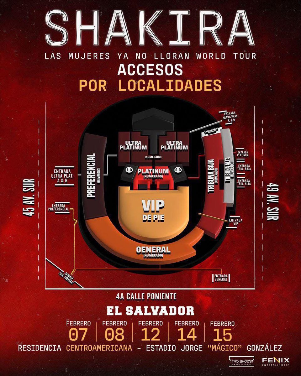 #TCSN | ⚠️ Si asistirás a la residencia artística de Shakira en El Salvador, toma nota.

Estos son los mapas oficiales de acceso al Estadio Jorge “Mágico” González.
📄 Revísalos con anticipación y sigue las indicaciones.