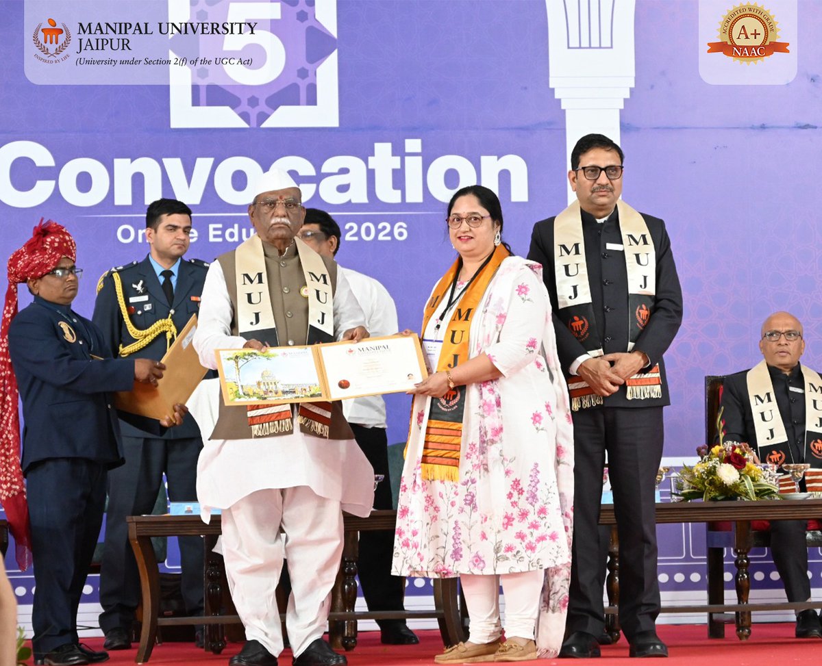 Jaipur_Manipal's tweet image. MUJ hosted the 5th Online Education Convocation, celebrating 9,043 graduates and the success of accessible digital learning 🎓#MUJ #Convocation2026 #OnlineEducation