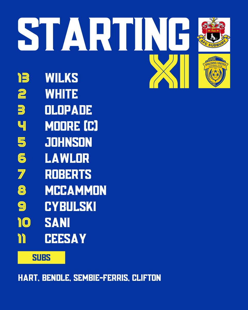 Here’s how the Tulip’s line-up for today’s clash against <a href="/AFCSudbury/">AFC Sudbury</a> 🌷
