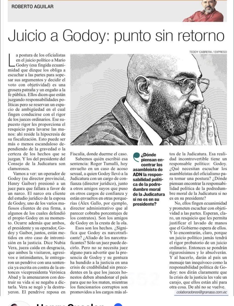 ⭕️ DE AHÍ NO SE VUELVE 

Impecable análisis de lo que hace el gobierno y #RenunciaGodoy 

“¿Qué necesitan escuchar los asambleístas del oficialismo para tomar una postura? 

¿Dónde piensan encontrar la responsabilidad política de la podredumbre moral de la Judicatura si no es en
