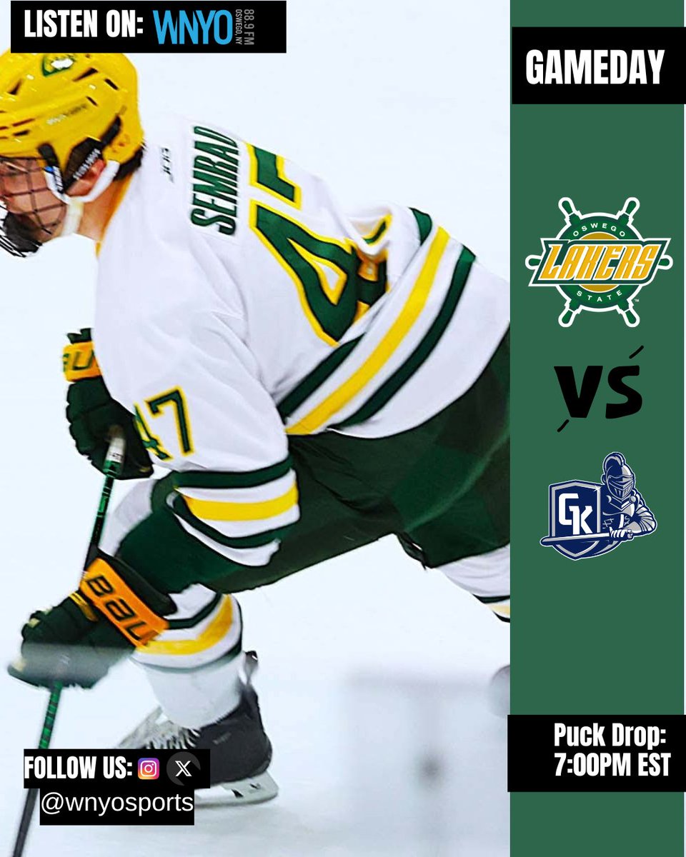 🚨 GAMEDAY🚨: Oswego men's hockey VS SUNY Geneseo at 7pm on WNYO

#oswegohockey #gameday #oswegomenshockey #collegehockey #D3hockey
