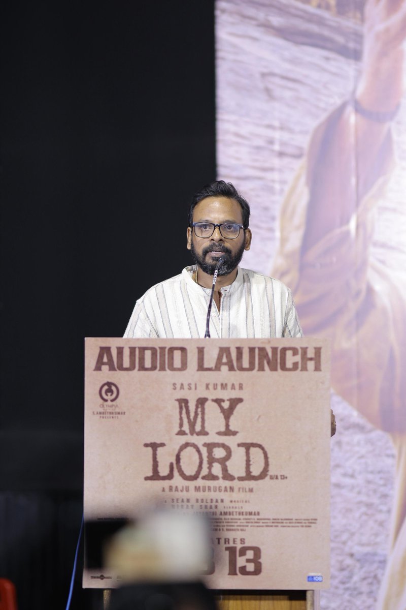 UVCommunication's tweet image. Director @Dir_Rajumurugan : Thanks director #Bala for coming and participating in the event. Says he loved #PithaMagan so much that 10 years ago, he would buy a Pithamagan CD everyday after work, go home and watch it. He would forget he had bought the CD the previous day and buy