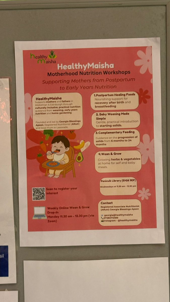 🥳Motherhood Nutrition Workshops 🥳
Come join us after #BookBug sessions at Penicuik Library! These sessions remain calm, interactive and supportive workshops to gain knowledge and understanding from postpartum nutrition to complementary feeding for your baby👶! #motherhood