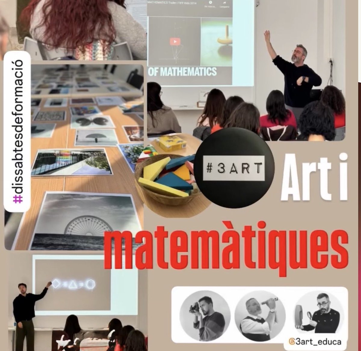 se_selva2's tweet photo. Matí de formació al Servei Educatiu amb l'activitat Art i matemàtiques dirigida pels @3ART_Educa Moltíssimes gràcies!
Hem explorat conceptes matemàtics mitjançant tallers manipulatius i l'anàlisi d'artistes contemporanis. #art #selva2 #dissabtesdeformació https://t.co/uDHvTtx7ru