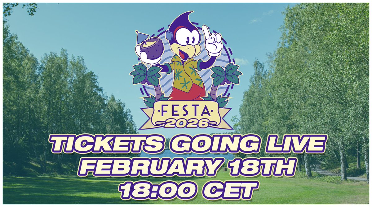 It's time to FESTA again.

A week of melee, kubb, sauna, swimming, barbeque, on the beautiful island Grinda 🌴

Tickets for FESTA 2026 will go live February 18th, 18:00 CET 🗓️

Mark your calendars! 🥳
