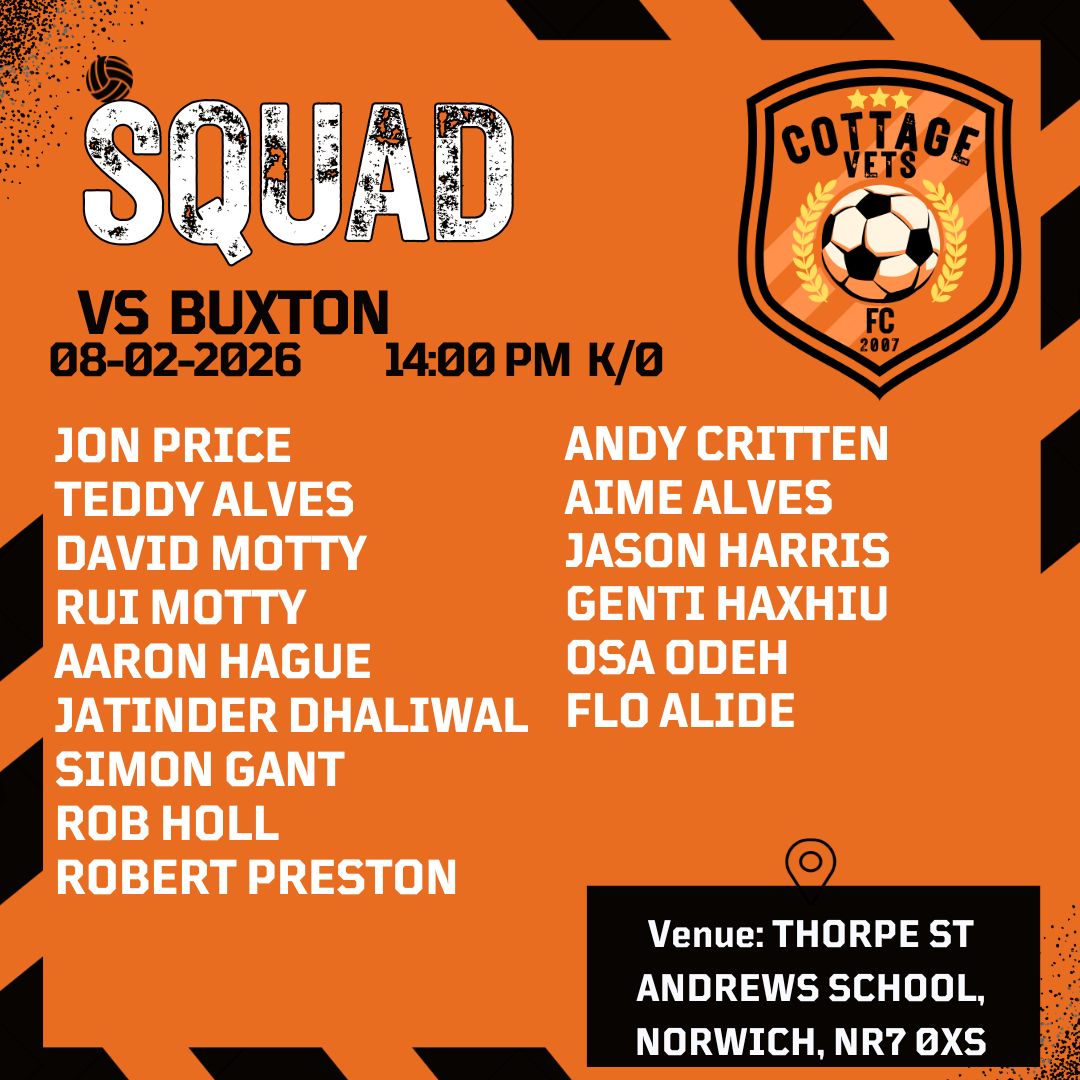 CottageVetsFC's tweet photo. Squad to take on Buxton tomorrow, has been released https://t.co/nsQYUUxhd6