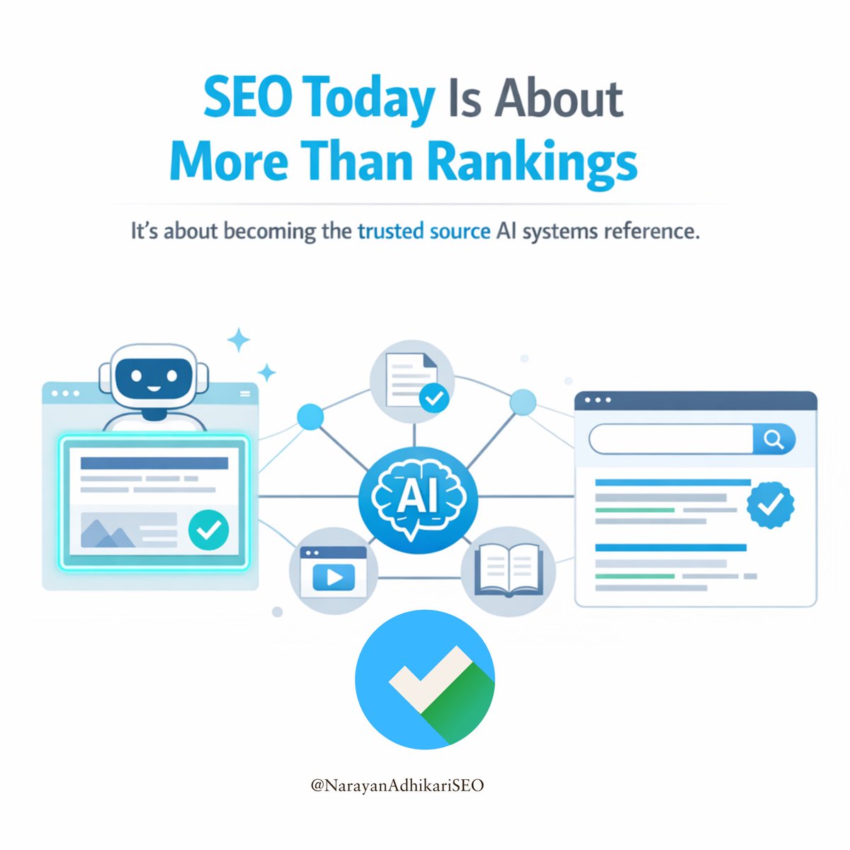 SEOexpertNA's tweet photo. SEO isn’t just about rankings anymore 🚀
It’s about being the trusted source AI relies on 🤖✨
#seoexpertinnepal #narayanadhikari #SEO #AI #DigitalMarketing https://t.co/eaxGMzFDdO