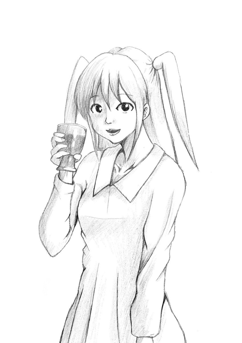 思うところあってしばらく鉛筆描きの練習する ＃土曜日の酒ネモ ＃わたモテ