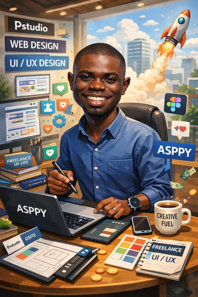 UIUX_Prince's tweet photo. @MrMekzy_ I ask chat-Gpt to create a caricature about me and my job here: 😂 https://t.co/Wxrw1Gr3KV