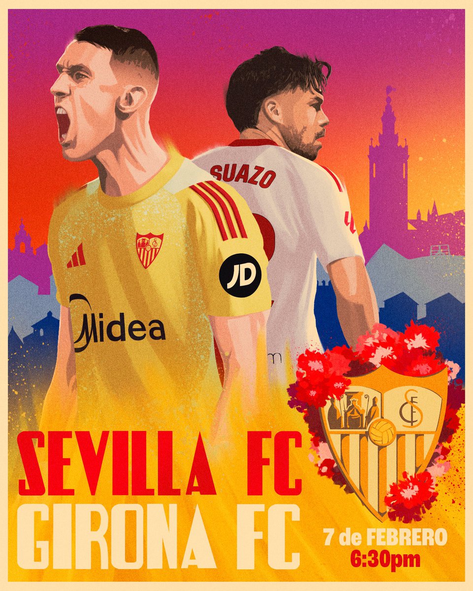 SevillaFC_ENG's tweet photo. 𝐌𝐀𝐓𝐂𝐇𝐃𝐀𝐘 ⚔

🆚 @GironaFC_Engl 
🏆 @LaLigaEN 
🏟 Ramón Sánchez-Pizjuán
⏰ 18:30 CET
#️⃣ #SevillaGirona https://t.co/jXBjAXSZdH