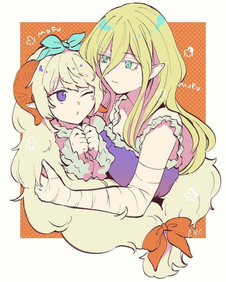 島知宏先生（<a href="/hiro_shimachi/">宏</a>）からルーリエとセフィーナのイラストをいただいてました。かわいすぎる…！！素晴らしいモフモフを本当にありがとうございました🐏🌸

宏先生がコミカライズ担当されている【パクパクですわ】は月曜日更新で絶賛連載中です！⇩
manga.nicovideo.jp/comic/63420