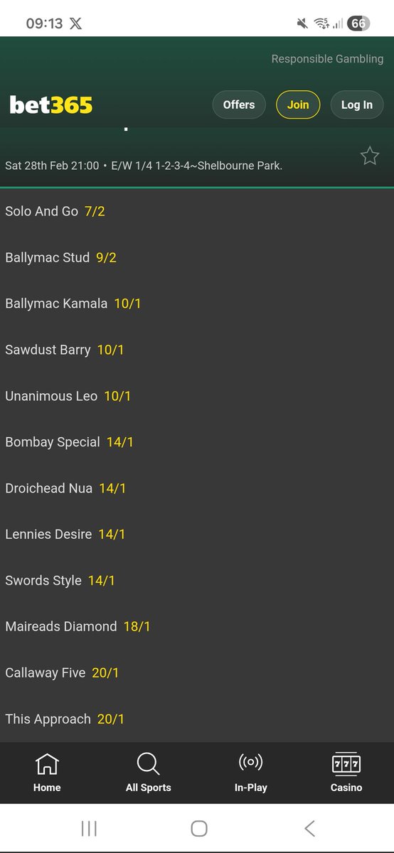 Tote gold cup starts tonight i think solo and go will take the world of beating in this competition and 7/2  is a good price for him he was 5/2 for the laurels last year and this wouldnt be as strong as that competition imo.