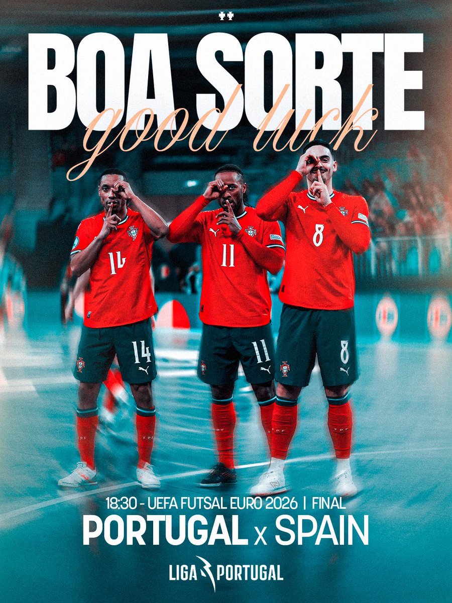 São vocês e 𝗣𝗼𝗿𝘁𝘂𝗴𝗮𝗹 𝗶𝗻𝘁𝗲𝗶𝗿𝗼 😉

Boa sorte, <a href="/selecaoportugal/">Portugal</a>! 🤞

#FutsalEURO