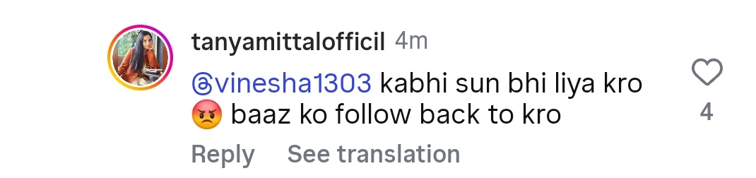 biggboss_critic's tweet photo. Shehbaaz unfollowed tanya.Those tanya fans troubling tanya below her posts. Shame on u. Koi ek tanyaofficil id hai insta pe. Just look at her kalse spam kar rahi insta pe below tanya posts to follow shehbaaz. Guys give that gal proper treatment. She is doing too much
#TanyaMittal https://t.co/8xZq70uk6j