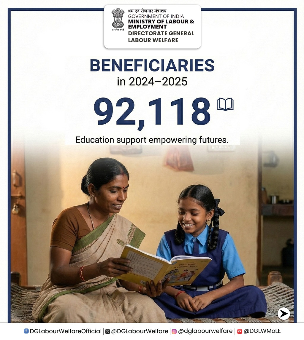 DGLabourWelfare's tweet photo. Through welfare initiatives, financial assistance is helping workers secure education, health, and a life of dignity for their loved ones.
#DGLW #LabourWelfare
#WorkerFirst #SocialSecurity #EducationSupport
#DignityForWorkers #ShramevJayate https://t.co/lqx6nrXNu4