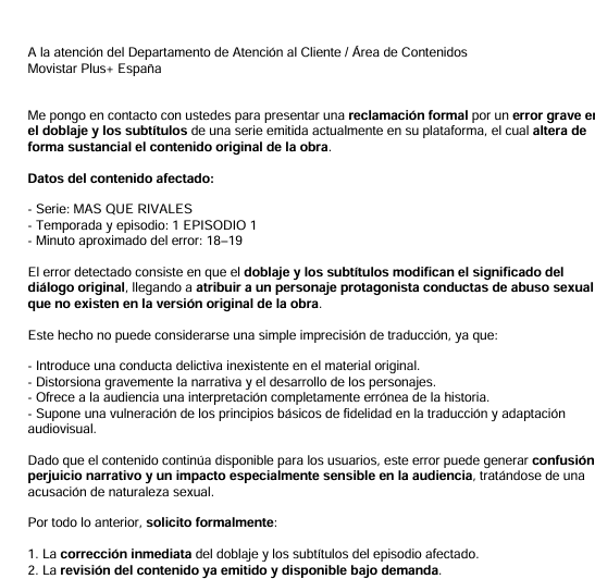 WainwrightPercy's tweet photo. @MovistarPlus Hola.
Toda la serie esta plagada de errores, pero este en concreto, es repulsivo.  Ya esta enviado.
defensor.cliente@telefonica.com 
Tengo que enviarlo tambien al CNMC? https://t.co/wgzOGcvZ2N