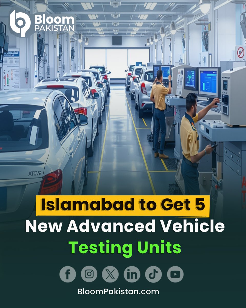 bloom_pakistan's tweet image. CDA plans five new vehicle testing units in Islamabad to improve inspection services and reduce delays.

Read More: bloompakistan.com/islamabad-to-g…

#Islamabad  #CDA  #VehicleInspection #Pakistan @CDAthecapital