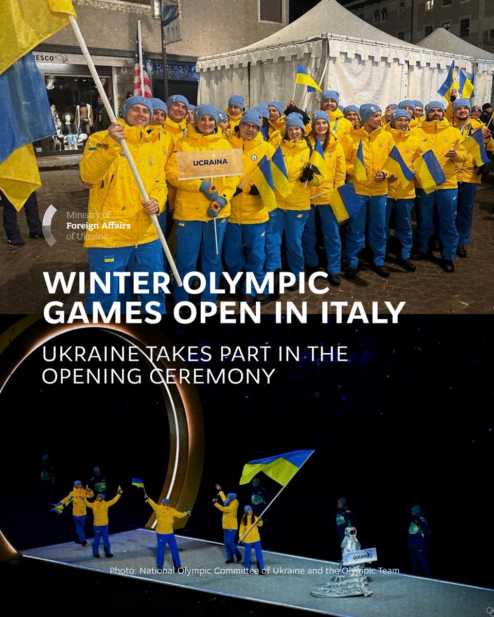 ⛷️ The Winter Olympic Games began in Italy! We cheer for our national team and wish Italy every success in hosting these Games. 

🇺🇦 The honour of carrying the Ukrainian flag at the opening ceremony went to skeleton athlete Vladyslav Heraskevych and short track debutant