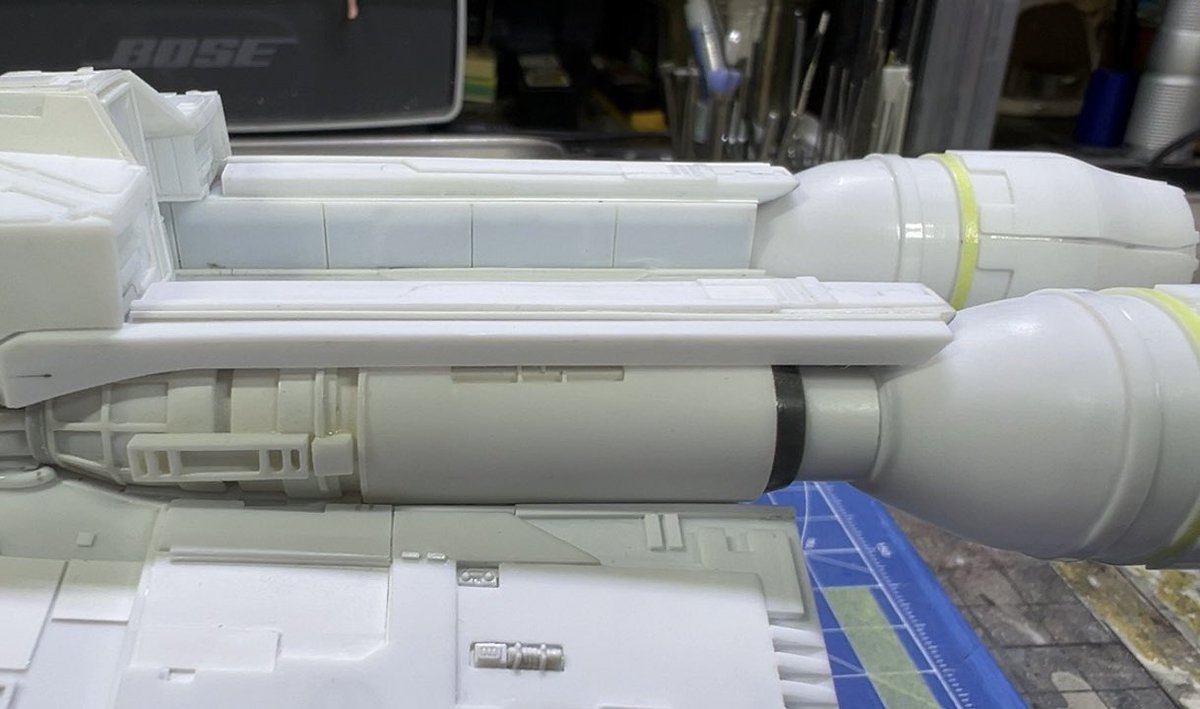 GillesV27t's tweet image. アソーカ版でかなり改良されたエンジン終わりました。反乱軍に所属している資金力か？ソロのファルコンに対しての対策か？ヘラもご満悦だったでしょう。ともあれノズルも大変な事になっているので作業進めます。
#144theghost #ghostphantomII #scratchbuild #StarWars