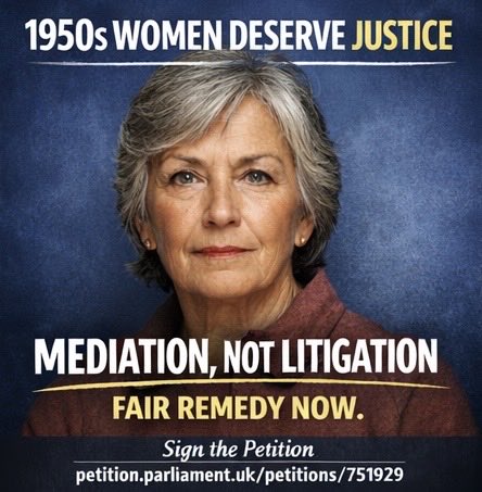 50sWOWPembsCarm's tweet image. Decades of pension discrimination cannot wait. The Government must enter mediation, as requested by Rebecca Long Bailey to deliver a fair, evidence based remedy. Please sign &amp;amp; share the new petition now 

petition.parliament.uk/petitions/7519…

#1950sWomen #MediationNotLitigation