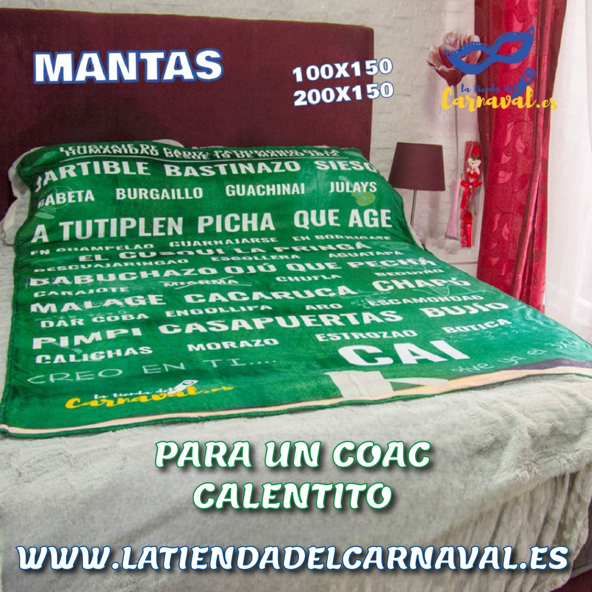 ❄️🎭 COAC 2026… bien calentito 🎭❄️

En #latiendadelcarnaval tenemos las mantas perfectas para disfrutar del carnaval sin pasar frío.
Suaves, calentitas y con todo el arte para aguantar coplas y noches largas como se merecen

latiendadelcarnaval.es/categoria/mant…

#carnavaldecadiz #cadiz