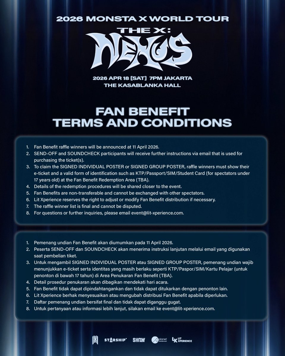 OPEN JASTIP / JASA WAR / TICKETING 2026 MONSTA X WORLD TOUR [THE X : NEXUS] IN JAKARTA

300k/tix

✅ Bisa pakai data sendiri
✅ Limited slot
✅ Trusted 100%
✅ Bisa payment mandiri
✅ Fee dibayar setelah tiket secured 

Tags wts wtb mcr tiketing service jasa titip monbebe