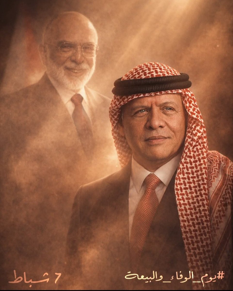 Waddahak's tweet photo. في يوم الوفاء والبيعة،يجدّد الأردنيون عهدهم بالولاء والانتماء لجلالة الملك عبدالله الثاني، تأكيدًا لوحدة الصف،وفاءً لقيادةٍ حملت الأمانة ومضت بالأردن بثبات وسط التحديات.
يوم نستحضر فيه معنى البيعة الصادقة،نجدّد الإيمان بوطنٍ قويّ بقيادته، راسخٍ بإرادة شعبه
#يوم_الوفاء_والبيعة https://t.co/xVXlZmPWfC