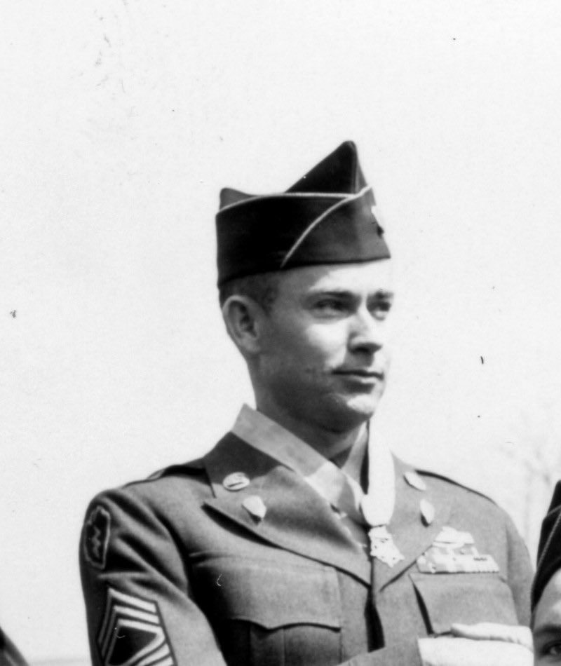 wojcikrp's tweet photo. ODT 81 years ago, @USArmy Master Sergeant #CharlesMcGaha, #25thInfantryDivision, earns the #CongressionalMedalOfHonor #CMoH, demonstrating incredible courage under fire, near Lupau, Luzon, Philippines. 

CMOH Citation at https://t.co/ZcEQFoStVH 

“He displayed conspicuous gallantry and intrepidity. His platoon and one other from Company G were pinned down in a roadside ditch by heavy fire from five Japanese tanks supported by 10 machine guns and a platoon of riflemen. When one of his men fell wounded 40 yards away, he unhesitatingly crossed the road under a hail of bullets and moved the man 75 yards to safety. Although he had suffered a deep arm wound, he returned to his post. Finding the platoon leader seriously wounded, he assumed command and rallied his men. Once more he braved the enemy fire to go to the aid of a litter party removing another wounded soldier. A shell exploded in their midst, wounding him in the shoulder and killing two of the party. He picked up the remaining man, carried him to cover, and then moved out in front deliberately to draw the enemy fire while the American forces, thus protected, withdrew to safety. When the last man had gained the new position, he rejoined his command and there collapsed from loss of blood and exhaustion. MSgt. McGaha set an example of courage and leadership in keeping with the highest traditions of the service.”

MSgt McGaha survives the battle and the war. His actions are not only in keeping with the “highest traditions of the service,” but also, they are in keeping with John 15:13.