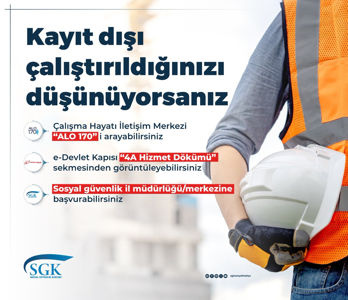 Kayt d altrldnz dnyorsanz, bu durumu birok yolla  bildirebilirsiniz.  alma Hayat letiim Merkezi ALO 170'i  arayabilirsiniz.  e-Devlet Kaps 4A Hizmet Dkm sekmesinden  grntleyebilirsiniz.  Sosyal gvenlik il ...