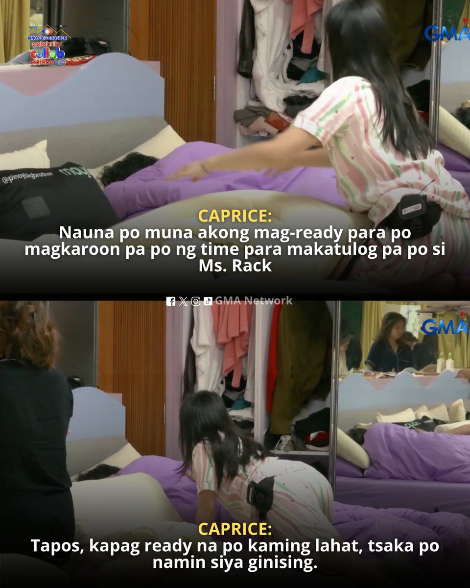 gmanetwork's tweet image. #PBBCollab20SongLanguage: Good morning, Caprice and Ms. Rack! ❤️

Watch #GMAPBBCollab on weekdays at 9:40 PM and on weekends at 6:15 PM on GMA! 

For PBB All-Access Livestream, visit: GMANetwork.com/PBBLivestream