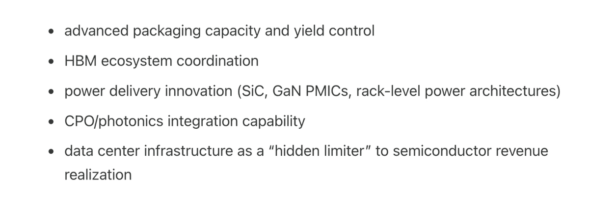 aleabitoreddit's tweet image. Here's my TLDR + mapped into investment framework from Semivision bottleneck summary:

HBM:
HBM4 (16Hi) - Samsung, Sk Hynix, $MU
HBF - $SNDK, Kioxia
Base Die - $TSM, Samsung (internal)

CPO/photonics;
Glass Substrate: $GLW, $INTC, Ibiden
Optical: $LITE, $AVGO, $COHR, $MRVL

Power