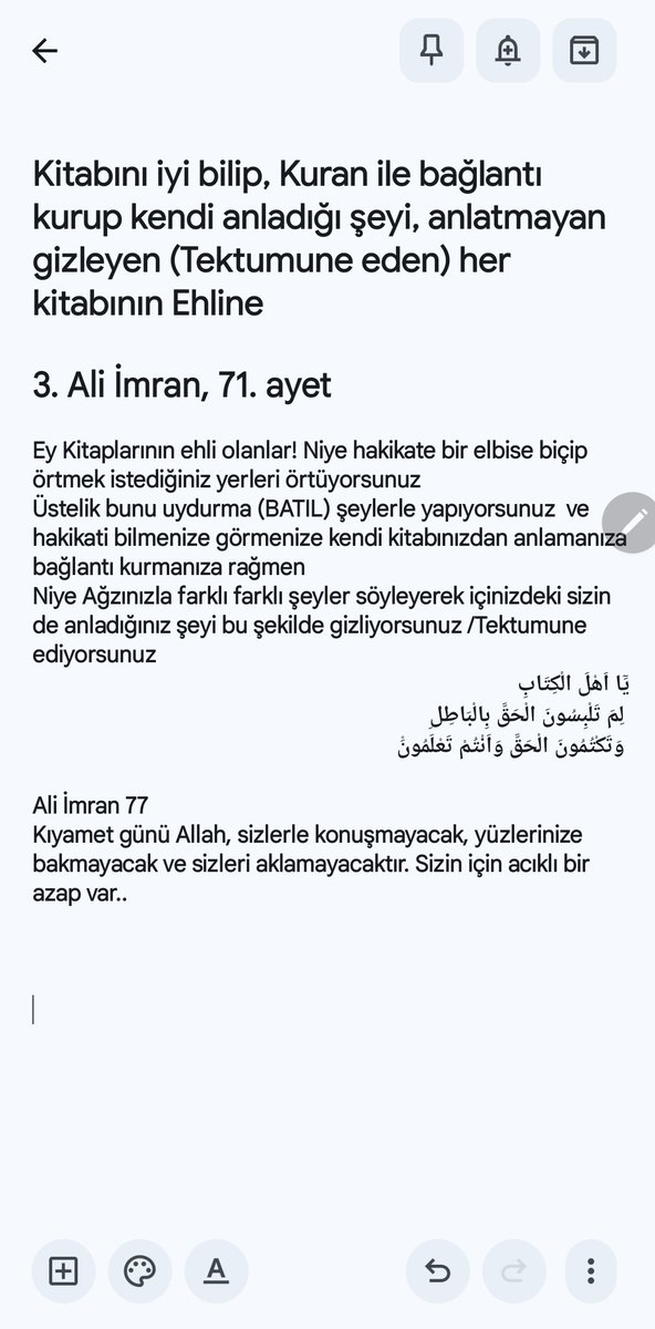 drademozkan's tweet photo. Hâsıl-ı kelâm
Netice-i Meram
Okuduğunuz tercüme #İncil #Tevrat metinleri sadece #şirke davet

Hakikatte doğruyu verme çabasına şahitlik etmek isterdim

#Allah yazan yerle
#İlah yazan yeri ayıramasın diye
#Tanrı diye vermek
1.YHN5/7 den #Kelime çıkartmaları
📢Al-i İmran 77 yeter✔️ https://t.co/DJu9JaQP0D