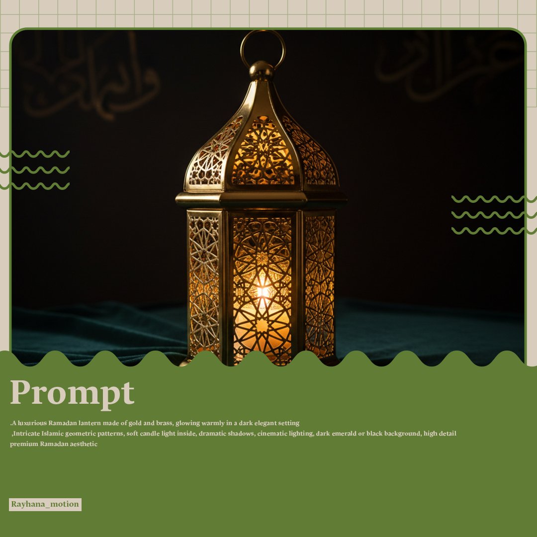 سلسلة الذكاء الاصطناعي | اليوم السادس 🤖📷

كيف طلّعت هالتصاميم الرمضانية الرهيبة بدون تعب؟ 🤖🌙 

جهزت لك ملف فيه 10 برومبتات قوية 

بتفيدك طول شهر رمضان وبطريقة سهلة وسريعة ⚡📂

طريقة الحصول على الملف:
1️⃣ متابعة
2️⃣ رتويّت
3️⃣ علق بـ "رمضان"

وبإذن الله راح أرسل لك الملف المجاني