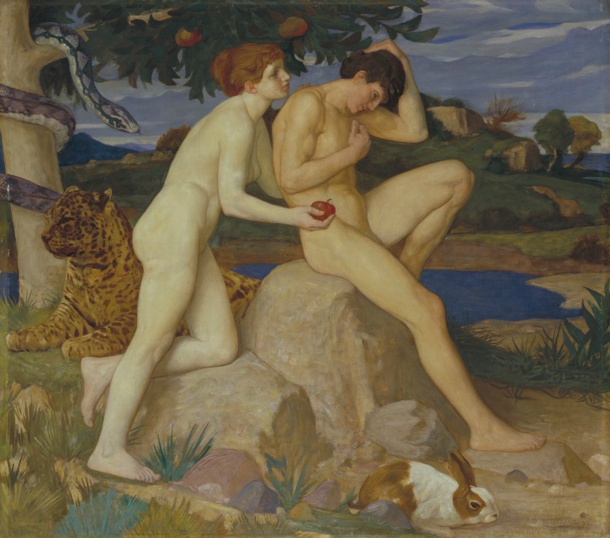 PepaMonteroM's tweet photo. #cuadrodeldía La tentación, 1899 (William #Strang 1859-1921) #TateBritain Londres #art Artista escocés cuya carrera transitó desde la era victoriana tardía al incipiente modernismo. Hay en él naturalismo y virtuosismo técnico, además de estilo y temas simbolistas #FelizSábado https://t.co/JT6R5JNeFV