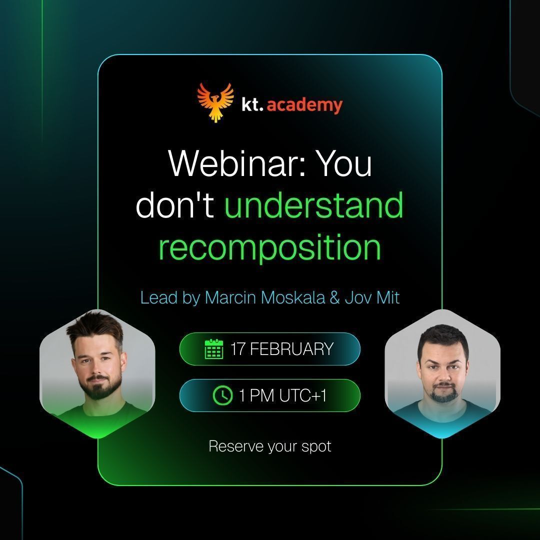 You don’t understand Recomposition (and that’s costing you clarity) 

On Tuesday, February 17, we’re hosting a free live webinar:
“You don’t understand Recomposition.”

Jov Mit and I will explain how recomposition actually works, why state reads matter, and which assumptions