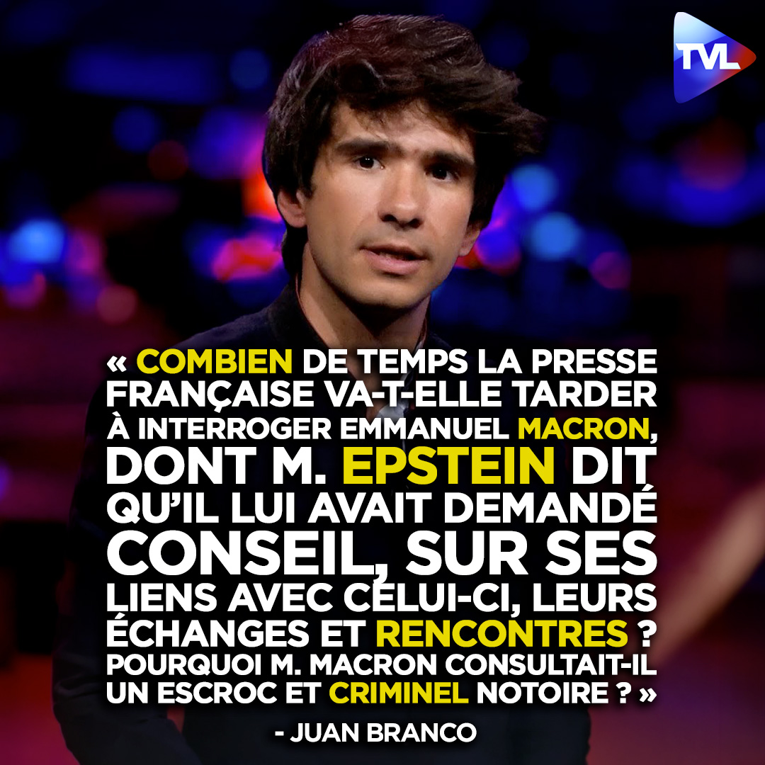 ❓​Juan Branco : « Combien de temps la presse française va-t-elle tarder à interroger Emmanuel Macron, dont M. Epstein dit qu’il lui avait demandé conseil, sur ses liens avec celui-ci, leurs échanges et rencontres ?
Pourquoi M. Macron consultait-il un escroc et criminel notoire ?