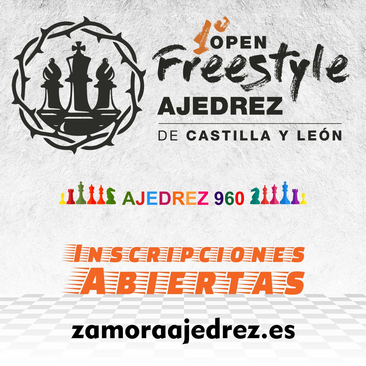 ✴️ I OPEN FREESTYLE DE CASTILLA Y LEÓN. SEMANA SANTA ZAMORA 2026.

♟️ Torneo oficial de la <a href="/FeclaOficial/">Federación de Ajedrez de Castilla y León</a>  

🗓️ 29 de marzo de 2026
⏰ 10:00 horas
📌 Hotel Rey Don Sancho, Zamora

📝 Inscripciones y Bases zamoraajedrez.es

#ajedrezenzamora