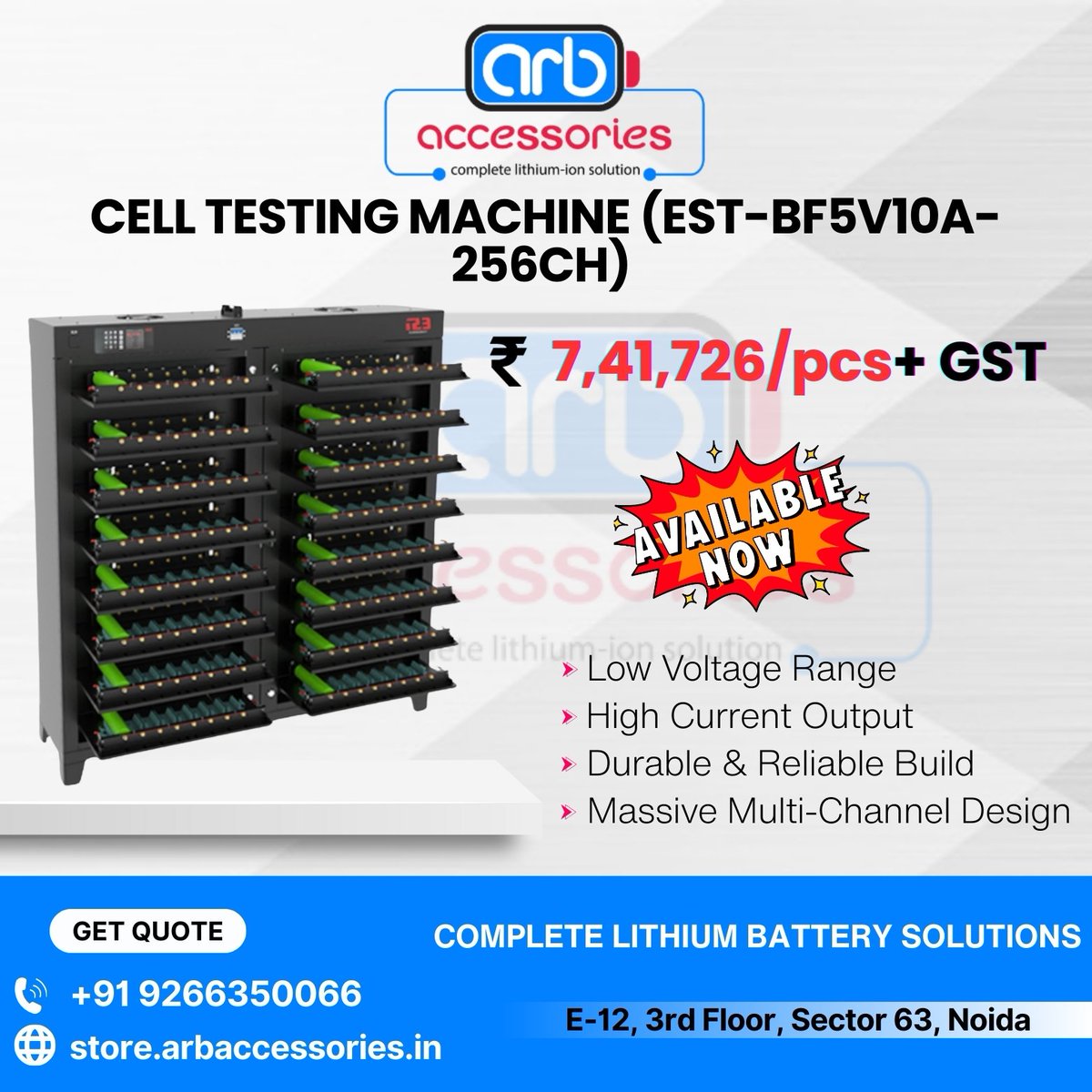 arb_ltd's tweet photo. 🔬 High-Precision Cell Testing Machines – Powering Quality Battery Packs 🔋
1️⃣ EST-BP100V20A-2CH
2️⃣ EST-BF5V10A-256CH
3️⃣ EST-BF5V30V-128CH
🛒 Buy from ARB Accessories
https://t.co/5FyR1EQh1y
#ARBAccessories #CellTestingMachine #BatteryTesting #LithiumCells #EVBattery #ESS https://t.co/Af7WLbd3Ww