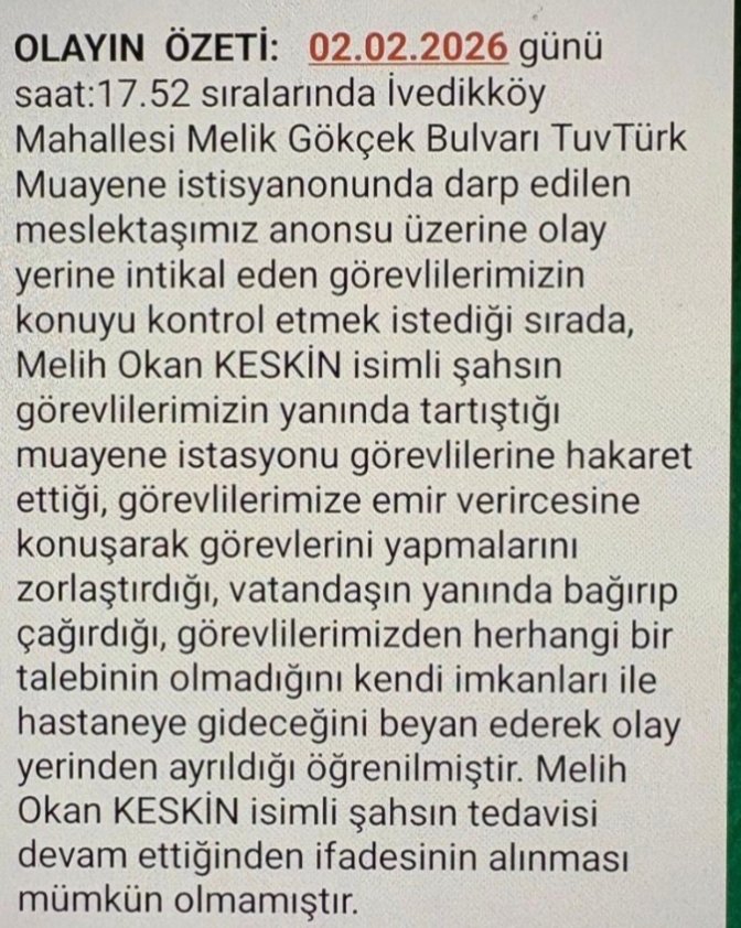 TÜVTÜRK’ün kamuoyuna yaptığı açıklamada, merhum polis memuru meslektaşımıza yönelik saldırının açıkça tespit edildiği, bu saldırının darp sonucu ölüme sebebiyet verdiği ve olayın kabul edilemez olduğu vurgulanmış ve saldırıyı gerçekleştiren personelin derhal işten çıkarıldığı