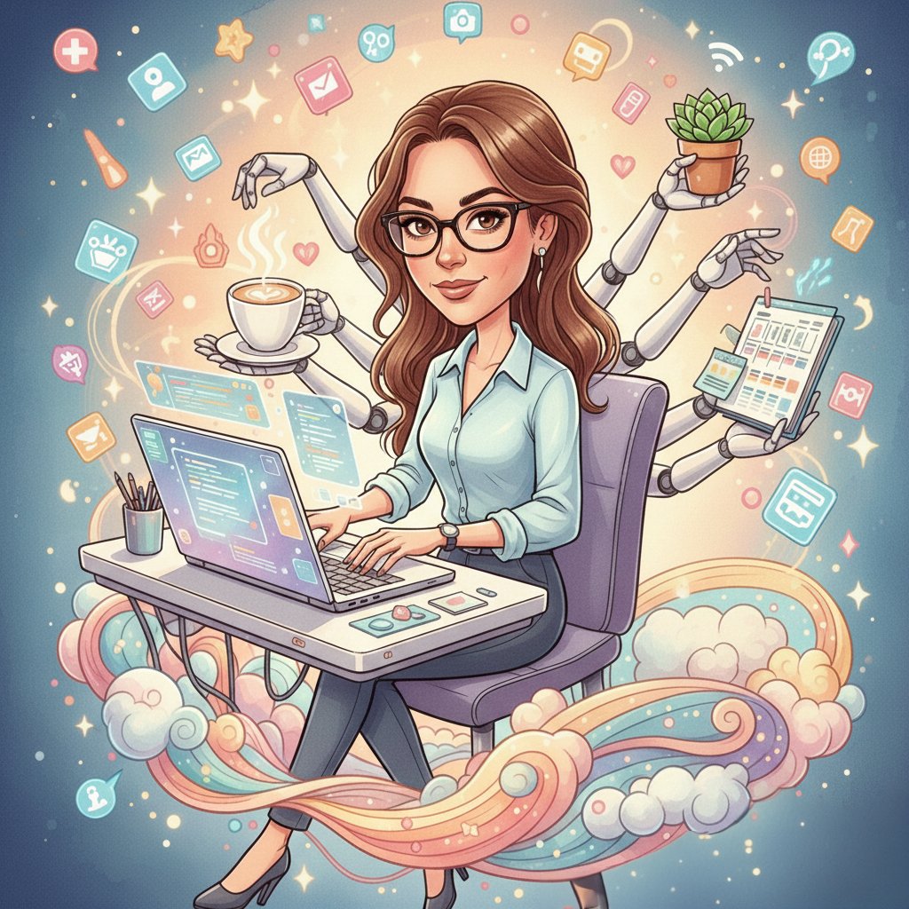 حكيت لل Ai وبالتحديد Gemini
“أنشئ لي كاريكاتير عني وعن شغلي بناءً على كل شي تعرفه عني.”

واعطاني هاي الصورة
حرفيًا مرعب الوضع كيف هو عارف كل شي 🙂
حتى الساعة بأنو يد بلبسها 🙂👌🏻👌🏻
"وكأنه فضفضت شوي زيادة للAi  بآخر فترة" 🚶🏻‍♀️