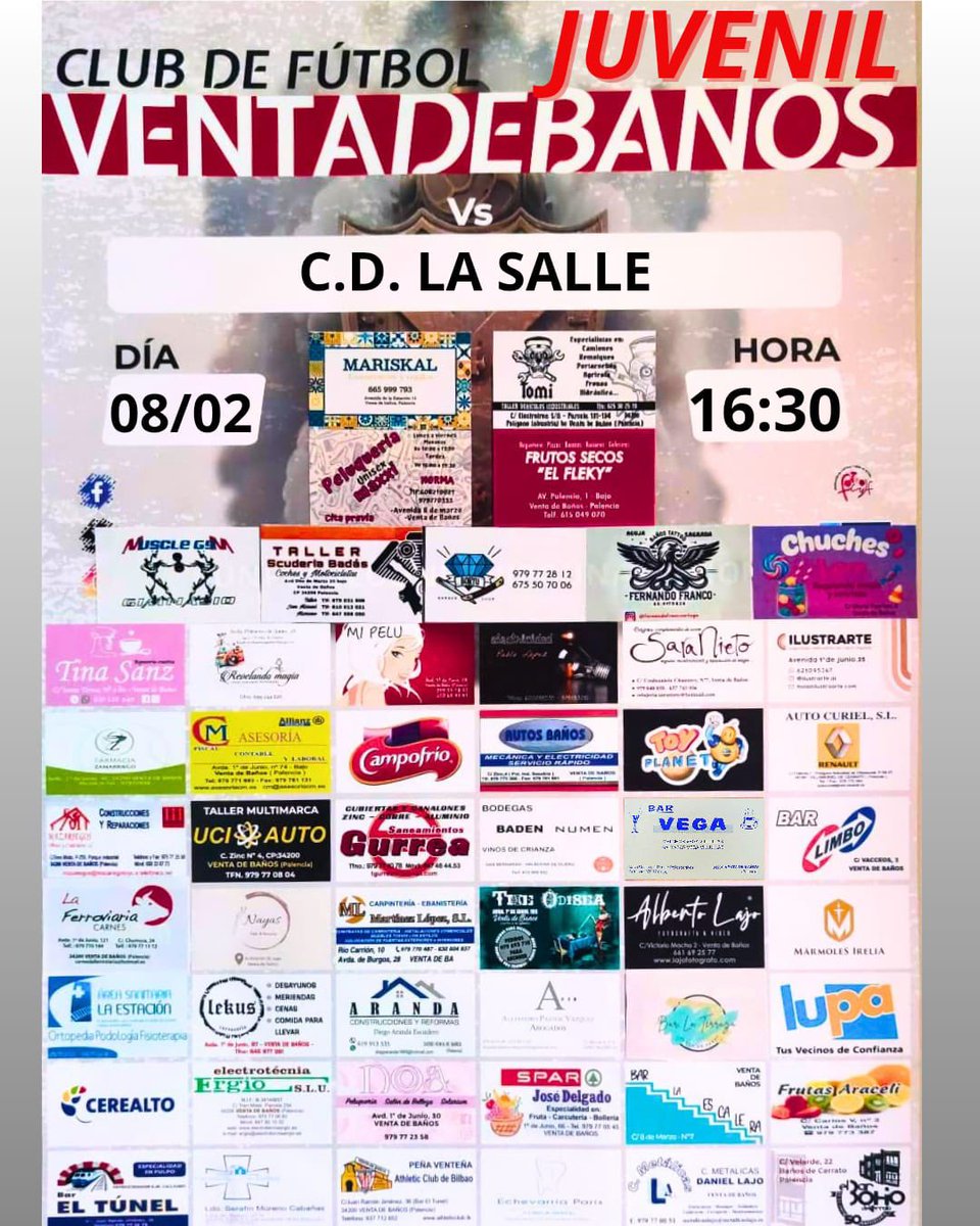 📣 FIN DE SEMANA CLAVE PARA EL CF VENTA DE BAÑOS ⚽🔥

🔴 Aficionado
🗓️ Hoy
🆚 <a href="/cdsanjosesoria/">C.D. San José</a> 
📍 Soria
⏰ 15:45
👉 Partido importante

🔵 Juvenil
🗓️ Mañana
🆚 <a href="/cdlasallepalen/">cdlasallepalencia</a> 
📍 Amador Alonso
⏰ 16:30
‼️ PARTIDO MUY IMPORTANTE