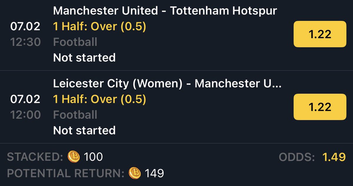 2 Man Utd Games 

1st Half goal Double